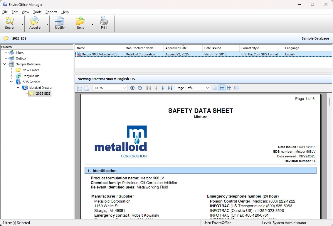 EnviroOffice Suite Desktop Application Frame Interface
